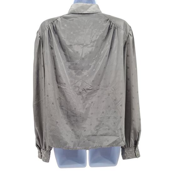 Stuart Lang VTG women's Blouse Gray Size 13/14 Light Academia Proper Career - Picture 3 of 7